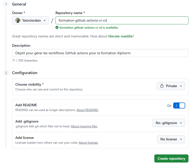 Création du dépôt pour la formation