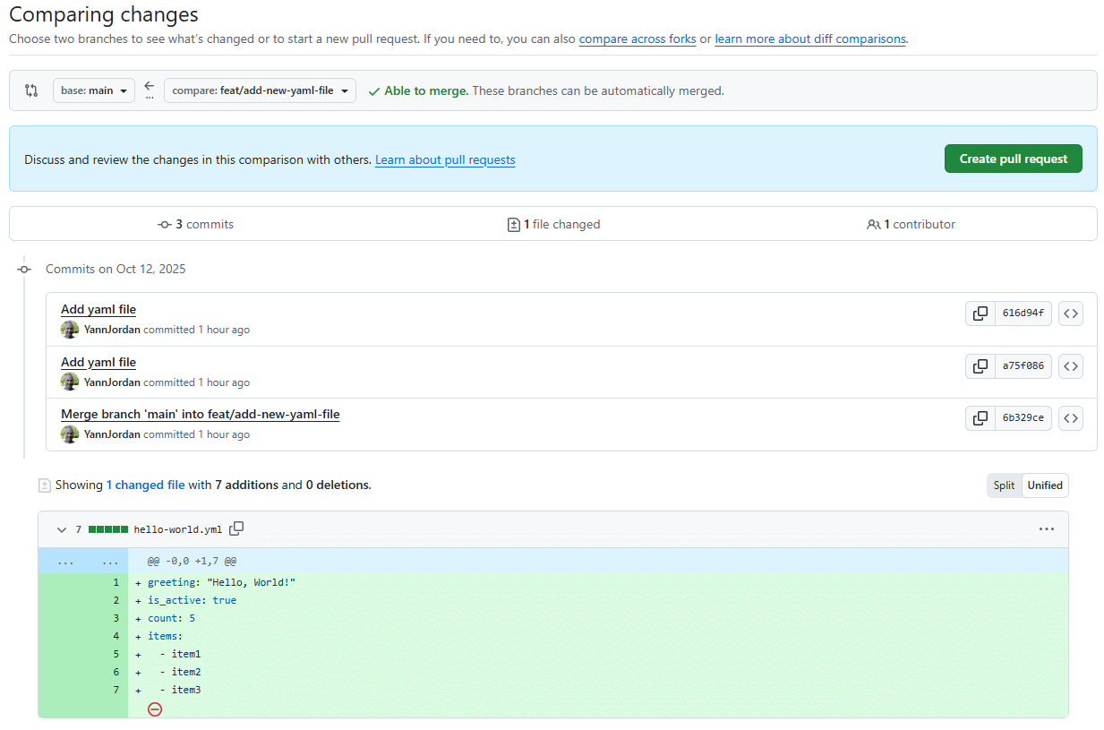 Création d'une Pull Request sur GitHub - Étape 2