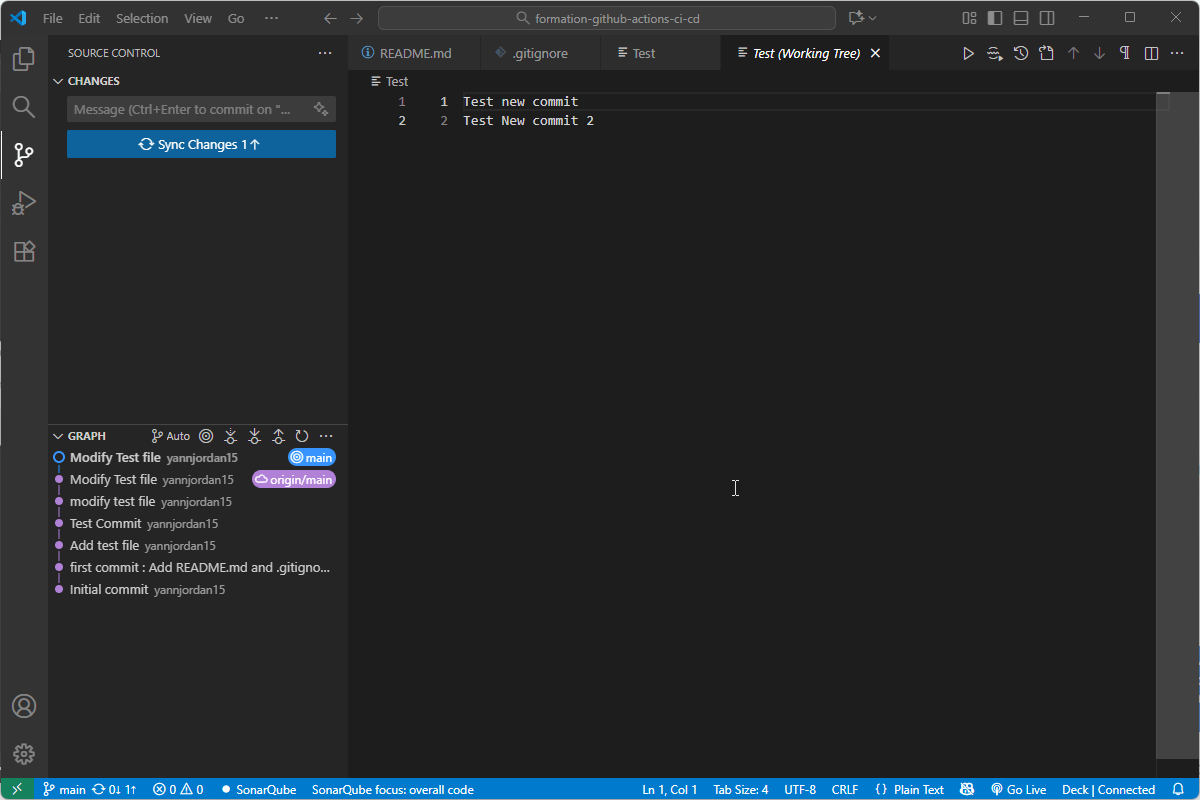 Push des fichiers via VSCode