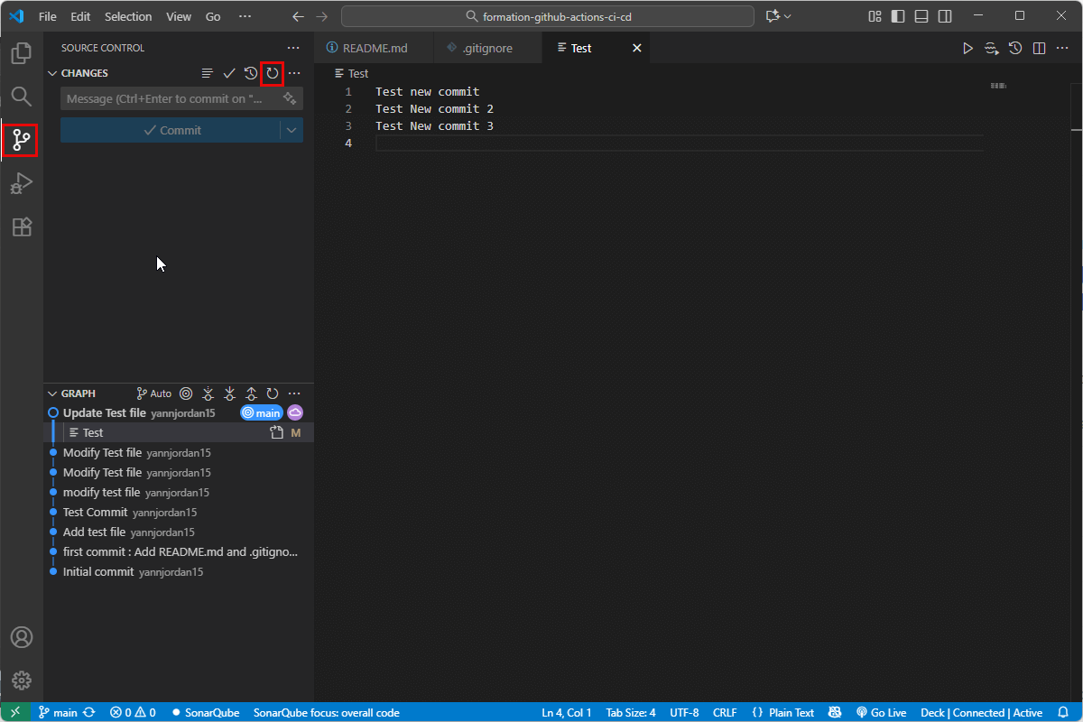 Synchronisation avant Pull via VSCode