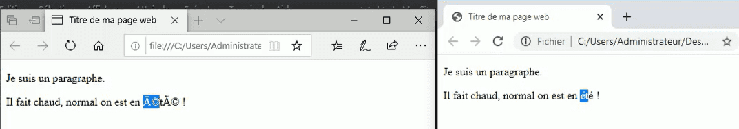 Les caractères accentués peuvent ne pas s'afficher correctement en fonction du navigateur