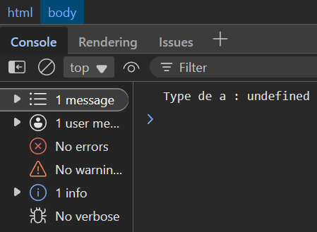 Type de variable non définit