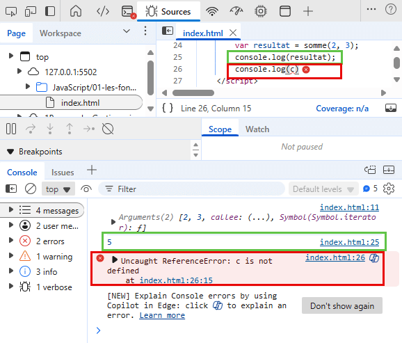 Le mot clé use strict empêche l'utilisation d'une variable en globale.