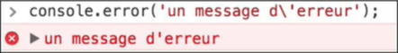 Affichage de la console erreur