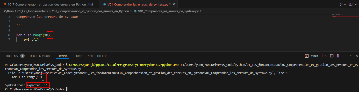 Erreur Syntaxe - Double point attendu